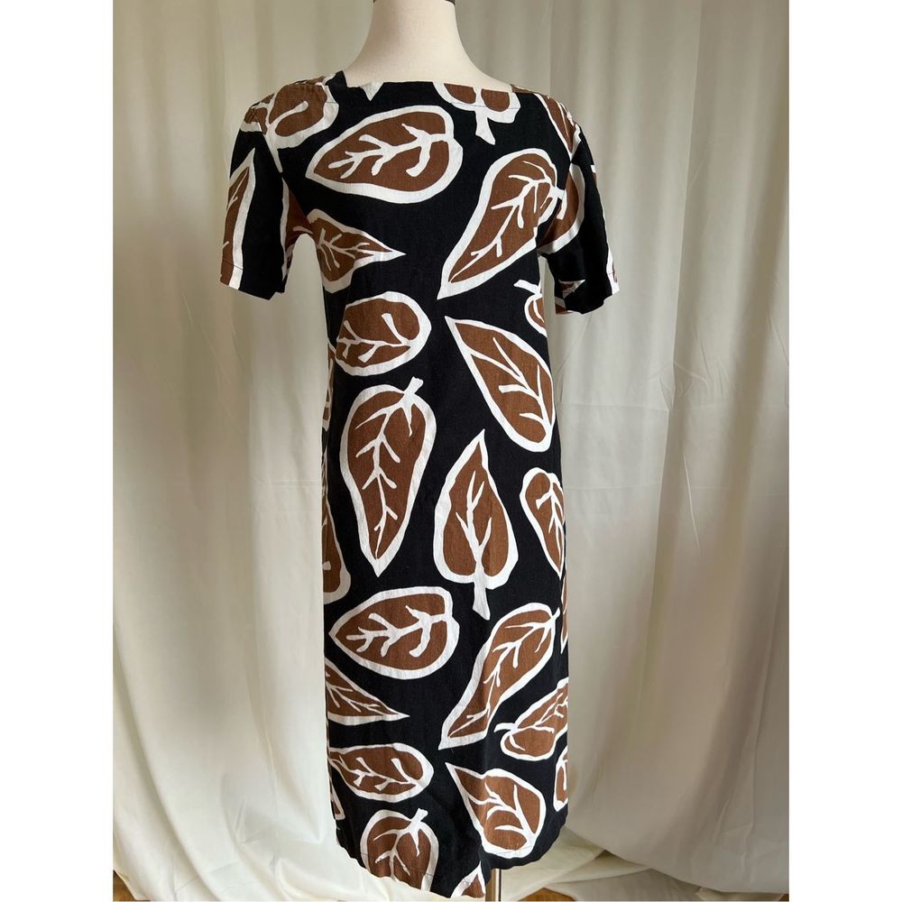 Who What Wear Women's Leaf Print Linen Blend Short Sleeves Midi Dress Size XS
